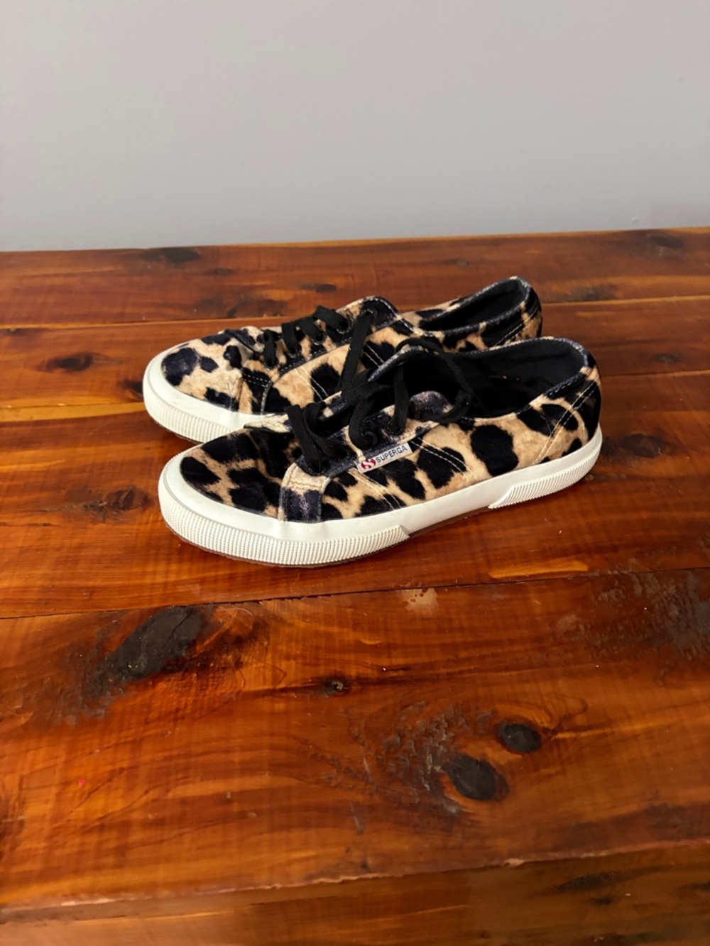 Superga Leopard Print Canvas Sneakers - Black & Tan
